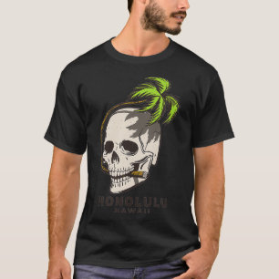 Camiseta Honolulu Hawaii Palm Fronds Skull