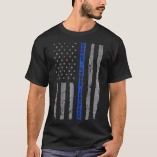 Camiseta Honor Serve Proteja Sinalizador Azul Fino