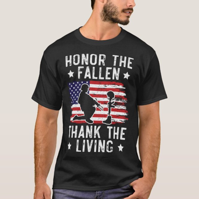 Camiseta Honor The Fallen Thank The Living USA American Mem (Frente)