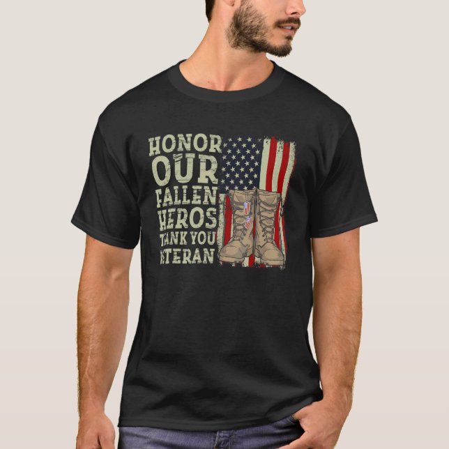 Camiseta Honra O Fallen Veteran Day Memorial American (Frente)
