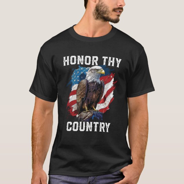 Camiseta Honra Thy Country Bald Eagle América EUA (Frente)