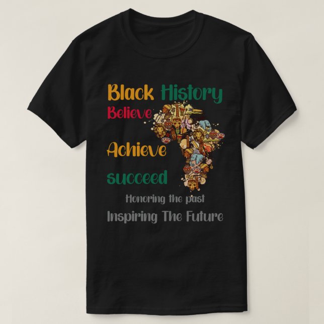 Camiseta Honrando o passado Inspirador Futuro Histórico Neg (Frente do Design)