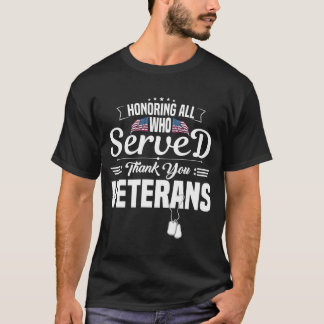 Camiseta Honrando Quem Serviu Obrigado Dia dos Veteranos Pa