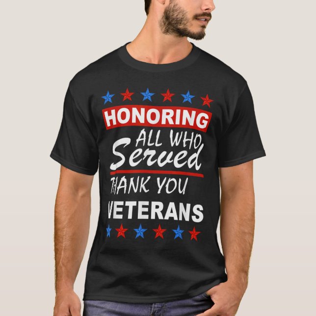 Camiseta Honrando Todos Que Serviram, Obrigado Dia dos Vete (Frente)