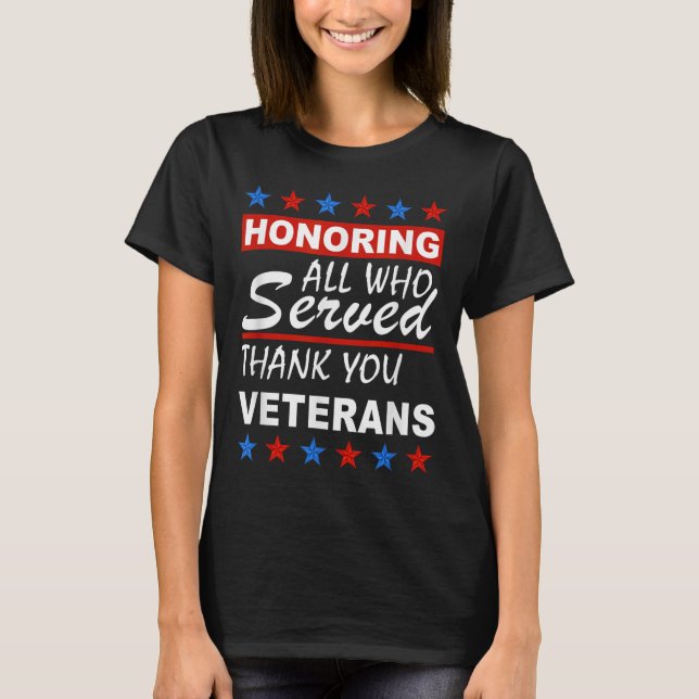 Camiseta Honrando Todos Que Serviram, Obrigado Dia dos Vete (Frente)