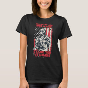 Camiseta Honrando Todos Que Serviram Obrigado Dia dos Veter