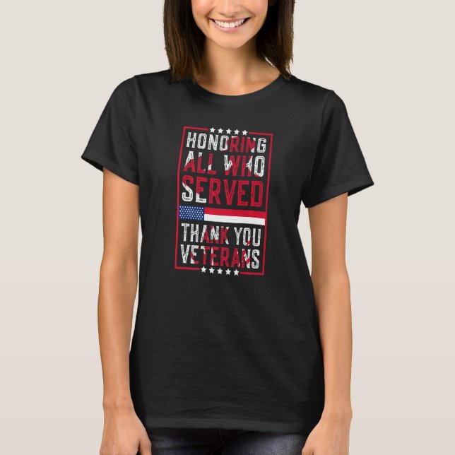 Camiseta Honrando Todos Que Serviram Obrigado Dia Dos Veter (Frente)