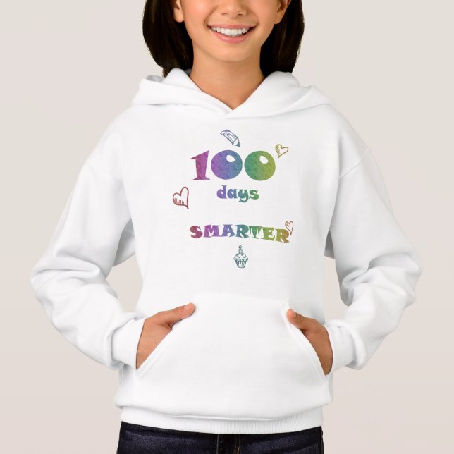 Camiseta Hoodie 100 Dias Mais Inteligente - Docetê Engraçad (Frente)