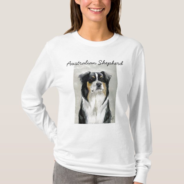 Camiseta Hoodie australiano da arte do cão de pastor (Frente)