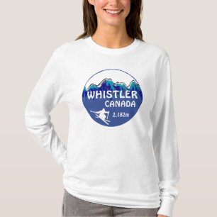 Camiseta Hoodie azul das senhoras da arte do esqui de