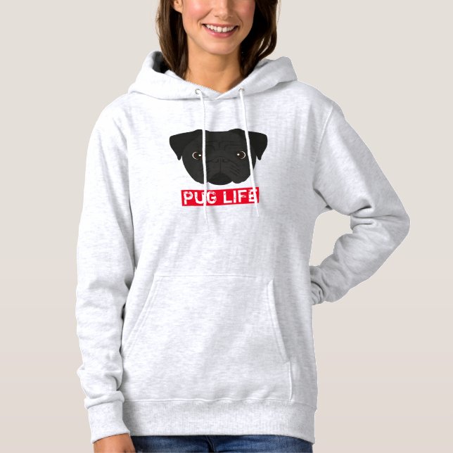 Camiseta Hoodie Black Pug Life (Frente)