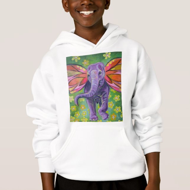 Camiseta Hoodie bonito da imagem do elefante (Frente)