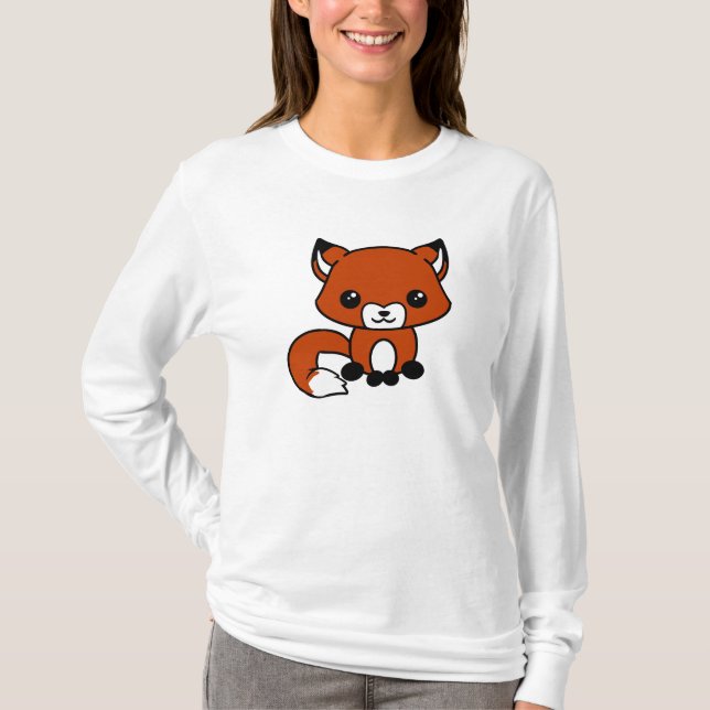 Camiseta Hoodie bonito da raposa (Frente)