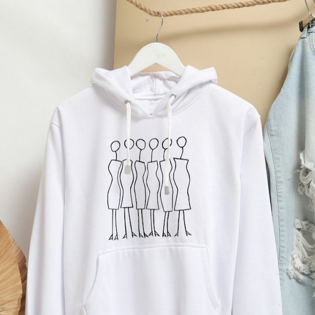 Camiseta Hoodie (branco - mulheres desenhadas à mão 01) (Criador carregado)