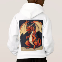 Camiseta Hoodie Branco Para Crianças Com Design Dragão