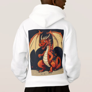 Camiseta Hoodie Branco Para Crianças Com Design Dragão
