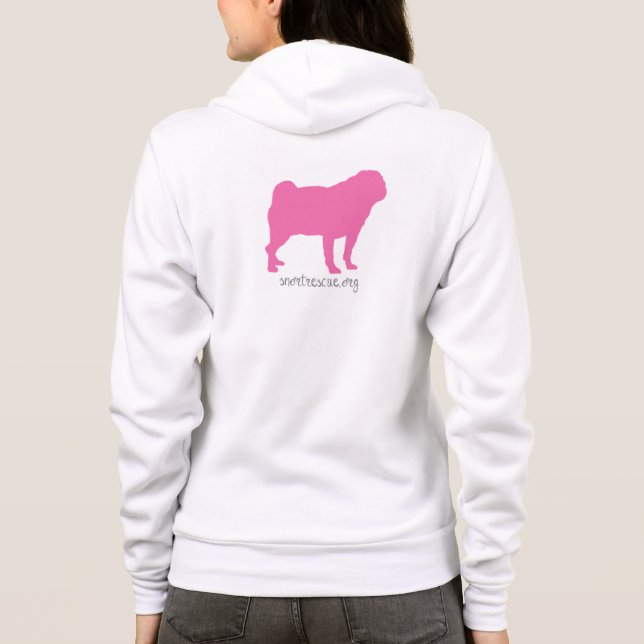 Camiseta Hoodie cor-de-rosa do Pug do SNORT (Verso)