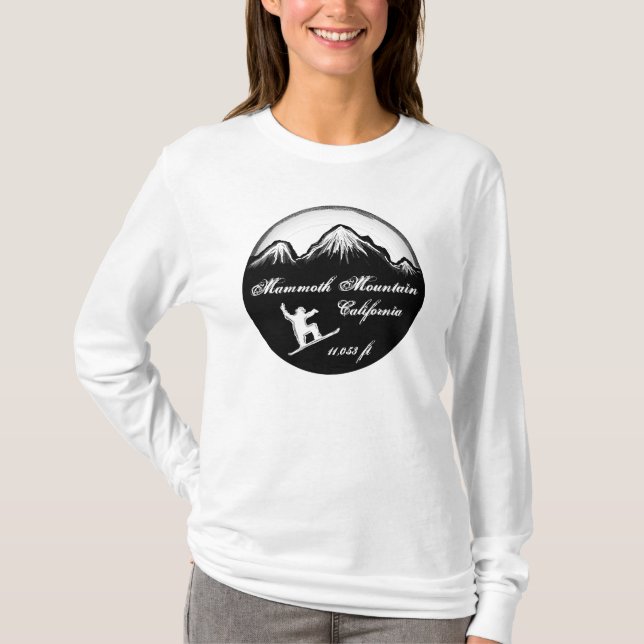 Camiseta Hoodie da arte do snowboard de Mammoth Mountain (Frente)