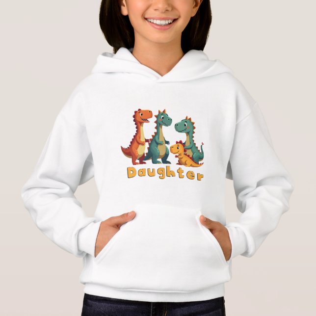 Camiseta Hoodie da Família Dinossaur (filha) (Frente)