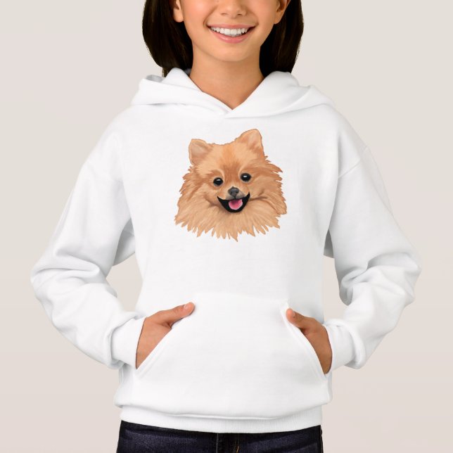 Camiseta Hoodie das meninas de Pomeranian (Frente)