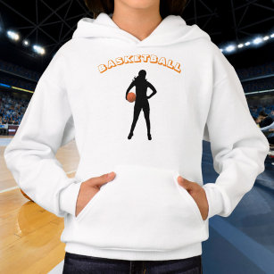 Camiseta Hoodie de basquete feminino com nome e número