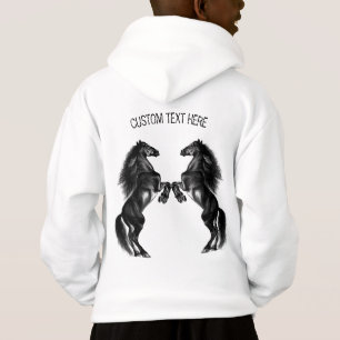 Camiseta Hoodie de Cavalos Selvagens Vermelhos com Texto Pe