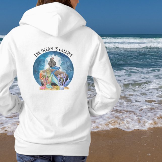 Camiseta Hoodie De Cor Da Água Da Sereia Azul (Criador carregado)