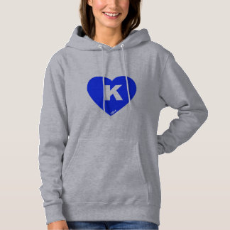 Camiseta Hoodie de coração branco e azul feminino