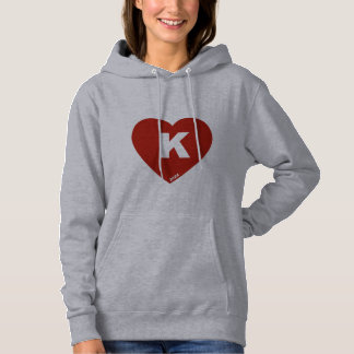 Camiseta Hoodie de coração branco e vermelho feminino