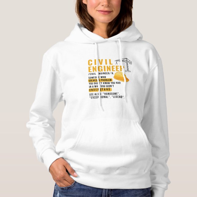 Camiseta Hoodie de definição de Engenheiro civil (Frente)