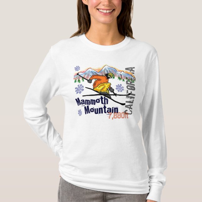 Camiseta Hoodie de esqui da Mammoth Mountain California (Frente)