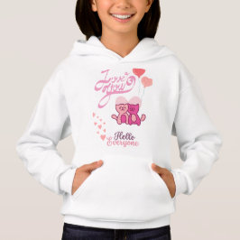 Camiseta Hoodie de garotas DOCES COM AMOR DE GATOS