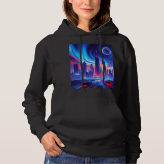 Camiseta Hoodie de mulheres da cidade futurística