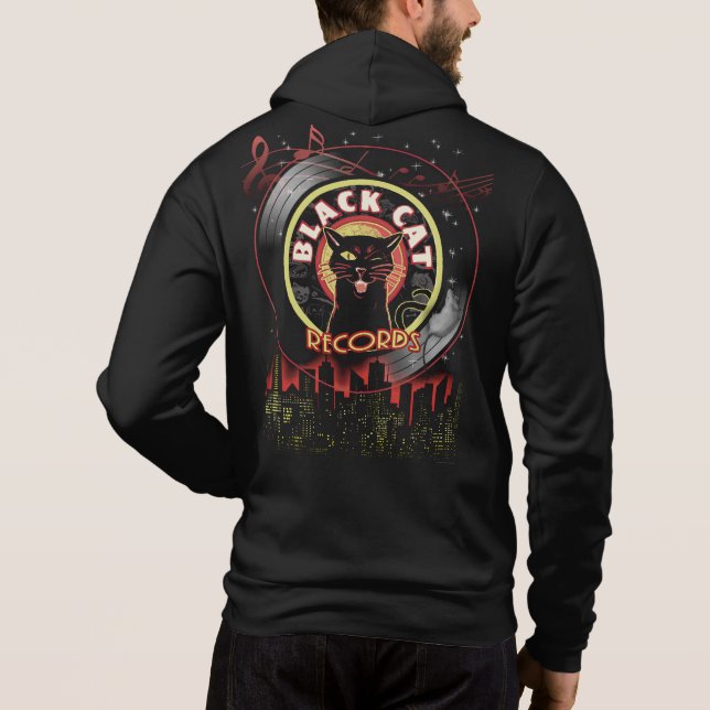 Camiseta Hoodie de registros de gatos pretos - Estilo de et (Verso)