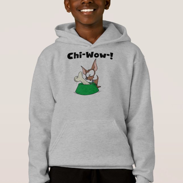Camiseta Hoodie do cão da chihuahua Qui-Wow (Frente)