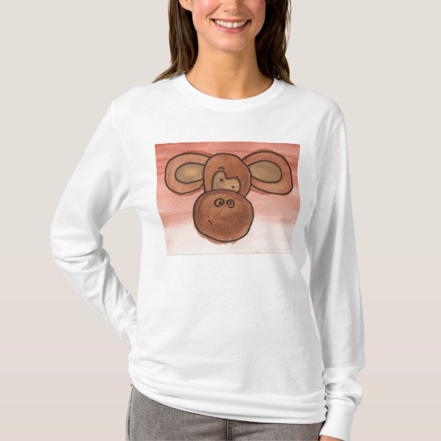 Camiseta Hoodie do macaco das senhoras (Frente)