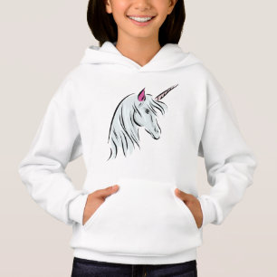 Camiseta Hoodie do unicórnio para meninas