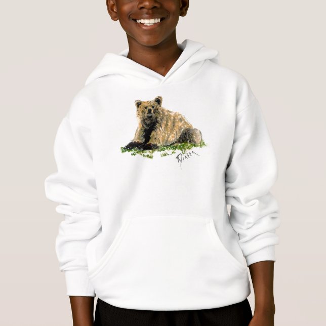 Camiseta Hoodie do urso de urso dos miúdos (Frente)