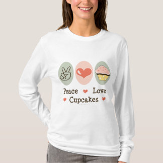Camiseta Hoodie dos cupcakes do amor da paz