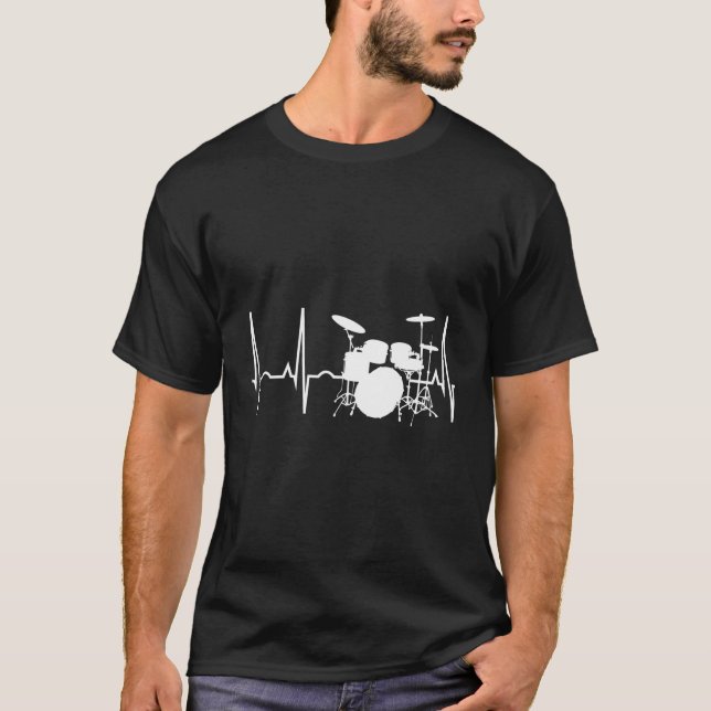 Camiseta Hoodie Drummer Heartbeat Melhor Hoodie Para Drumme (Frente)