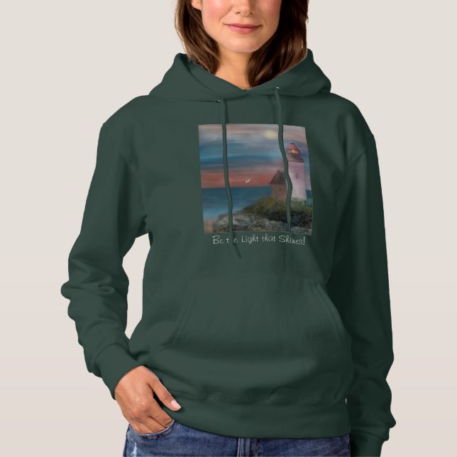 Camiseta Hoodie feminino "Seja a luz que brilha" (Frente)
