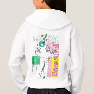 Camiseta Hoodie Gráfico Negrito para Meninas - Floral Branc