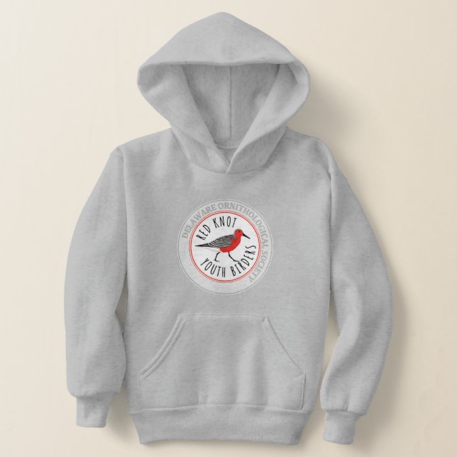 Camiseta Hoodie Juvenil com Logotipo de Nó Vermelho (Postura )