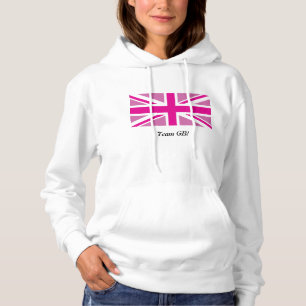 Camiseta Hoodie personalizado Union Jack cor-de-rosa do