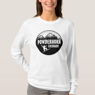 Camiseta Hoodie preto branco do snowboard de Powderhorn