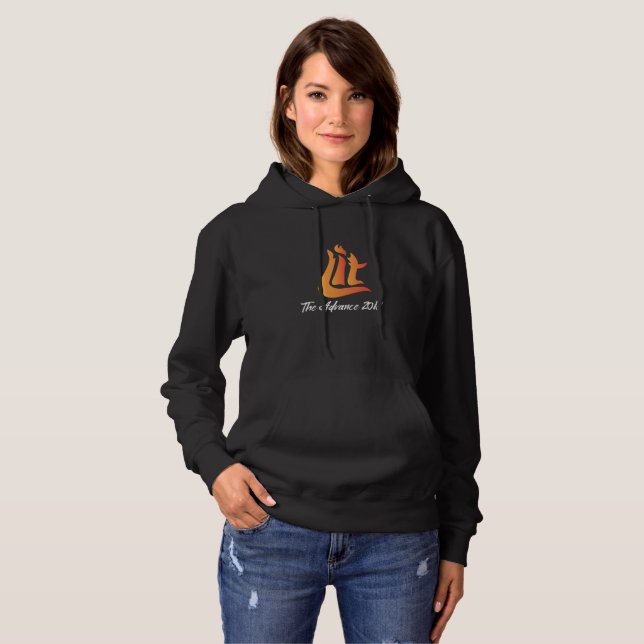 Camiseta Hoodie preto das mulheres (Frente Completa)