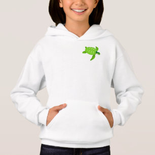 Camiseta Hoodie, Raparigas de Tartaruga do Mar Verde