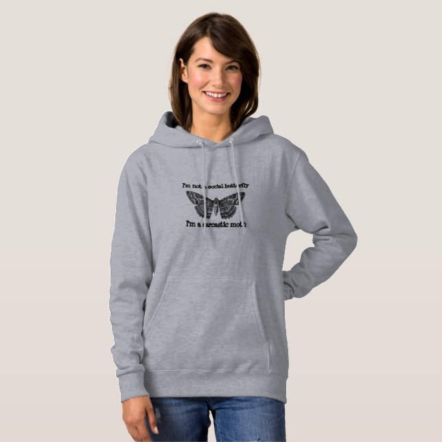 Camiseta hoodie sarcástico da traça (Frente Completa)