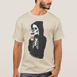 Camiseta Hoodie Skeleton Bebendo Café