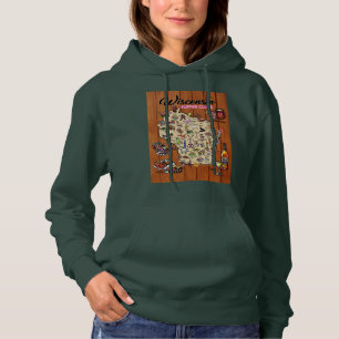 Camiseta Hoodie Unisex - Mapa do Clube de Apoio de Wisconsi